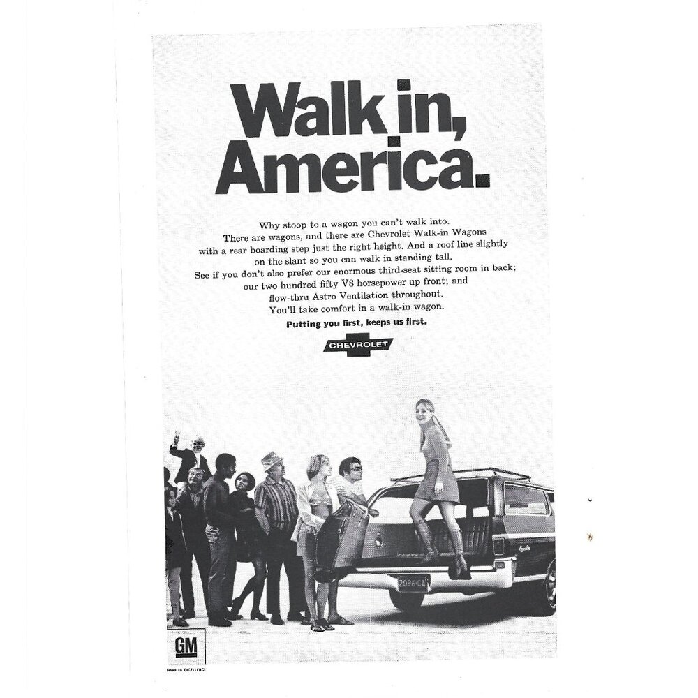 Walk in Wagon Station Chevrolet Car 1970s Vintage Print Ad 9 inch